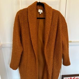 nlt fuzzy burnt orange coat, size L